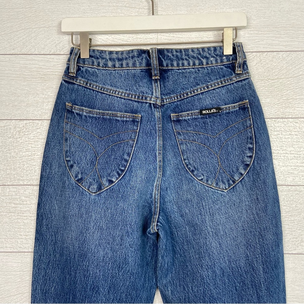 Rollas Classic Straight High Rise Regular 26 Denim Jean Ripped Knee Button Fly - Picture 4 of 4